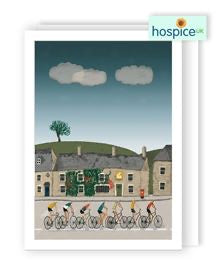 Cyclists & pub - Hospice UK blank card