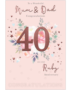 Mum & Dad Ruby Anniversary card