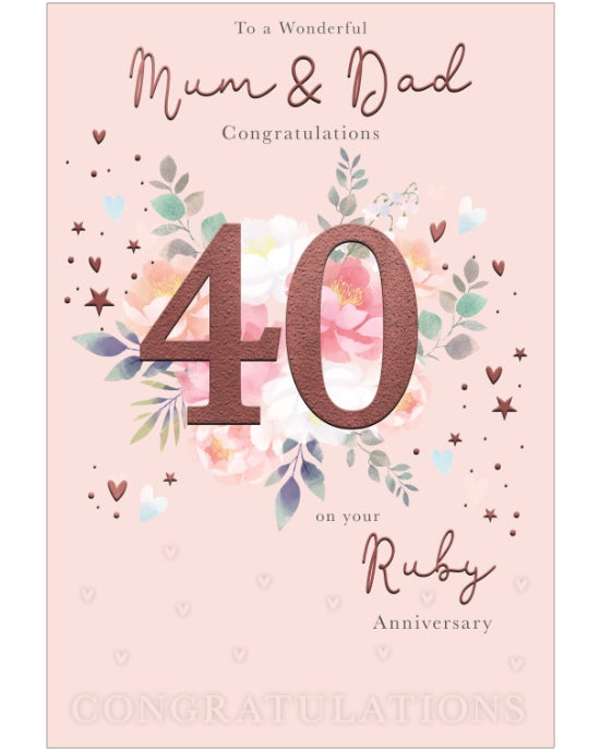 Mum & Dad Ruby Anniversary card