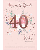 Mum & Dad Ruby Anniversary card