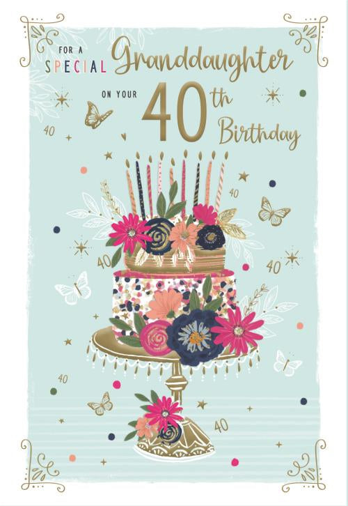 Granddaughter 40th Birthday card
