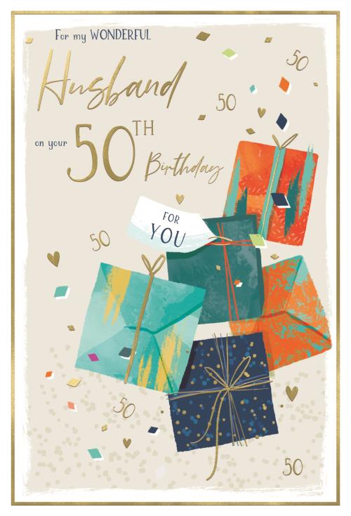 Wonderful Husband 50th Birthday - Birthday Card