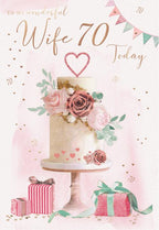Wonderful Wife on Your 70th Birthday - 70th Birthday Card