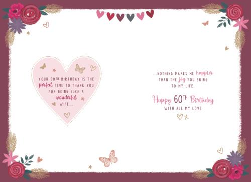 Wonderful Wife 60th Birthday card