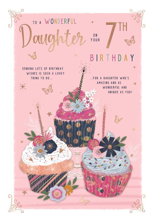 To a wonderful Daughter on your 7th Birthday card