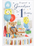 Special Grandson on your 1st Birthday card