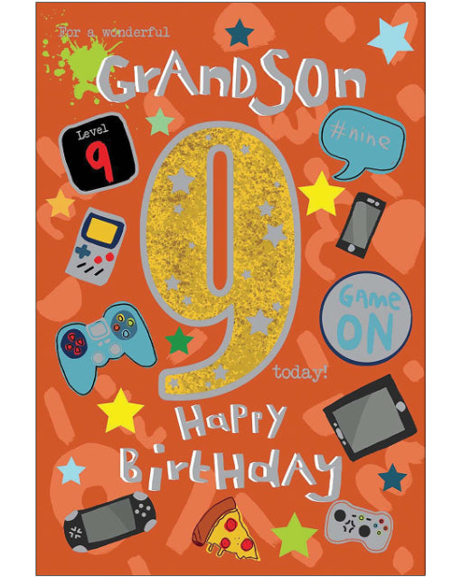 To a special Grandson on your 9th Birthday card
