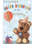 Barley the Brown Bear - Great Grandson 1st Birthday card