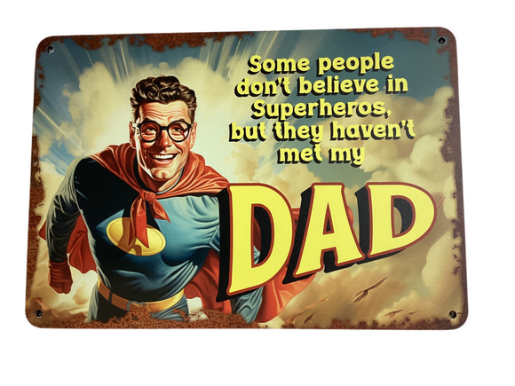 Superhero Dad - vintage metal sign