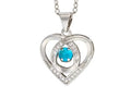 Rhodium blue cz crystal heart necklace - Indulgence Jewellery