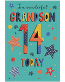 Wonderful Grandson 14th Birthday card