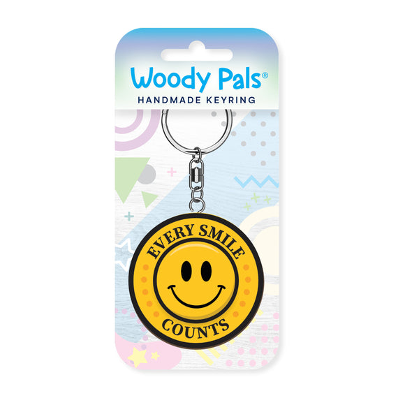 Smile wooden keyring