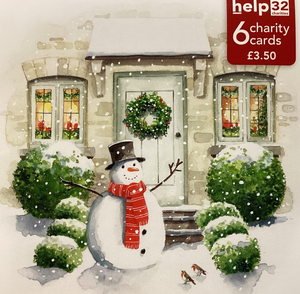 Snowman at the door - Pack of 6 Charity Christmas cards
