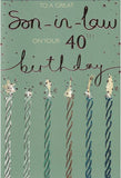 Great Son-in-law on Your 40th Birthday card