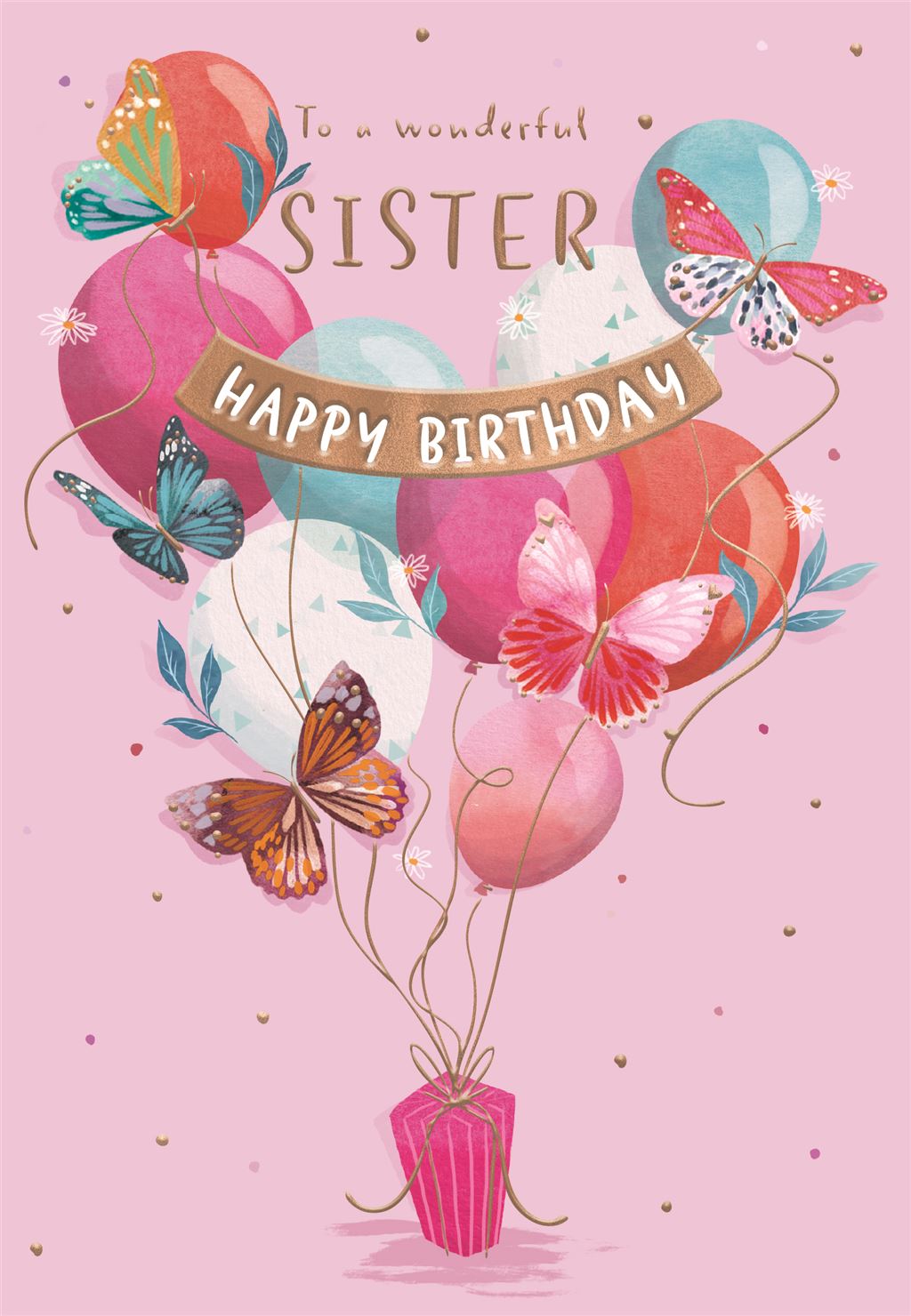 Wonderful Sister, Butterflies - Birthday Card