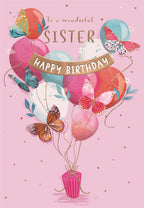 Wonderful Sister, Butterflies - Birthday Card