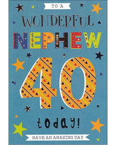 Wonderful Nephew 40th Birthday card