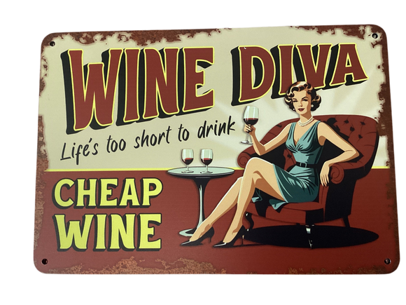 Wine Diva... Retro metal sign