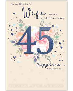 Wife on our 45th Anniversary card