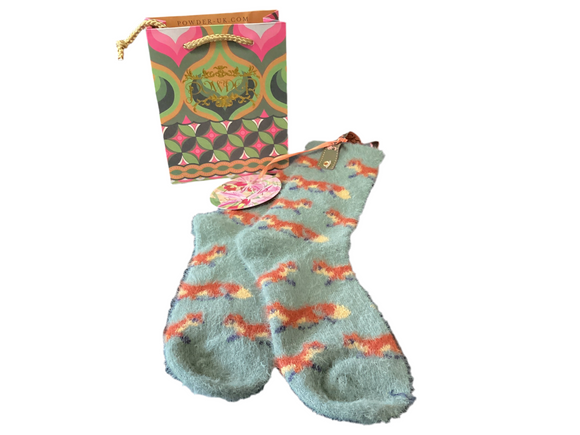 Powder ladies fuzzy socks - foxes