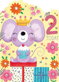 Mouse with cupcake - 2th birthday card