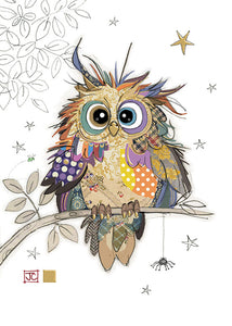 Otto Owl - Bug Art greetings card
