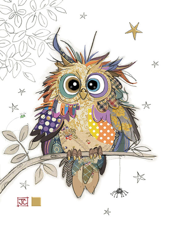 Otto Owl - Bug Art greetings card