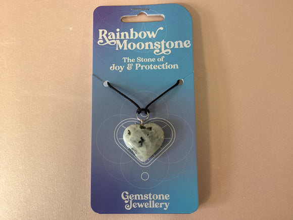 Rainbow Moonstone heart pendant - Gemstone jewellery