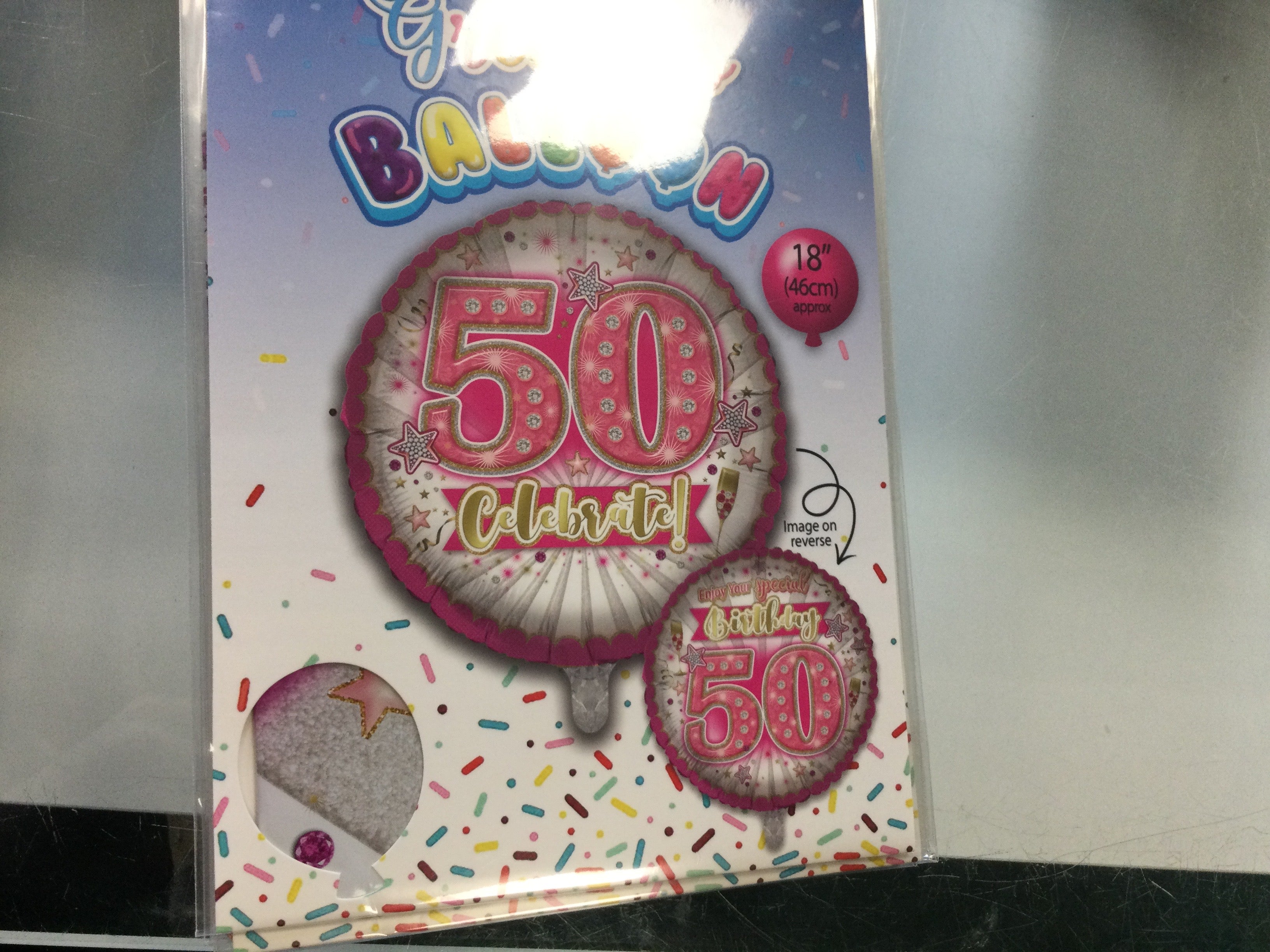50th Birthday Pink - Helium Filled - Foil Balloon