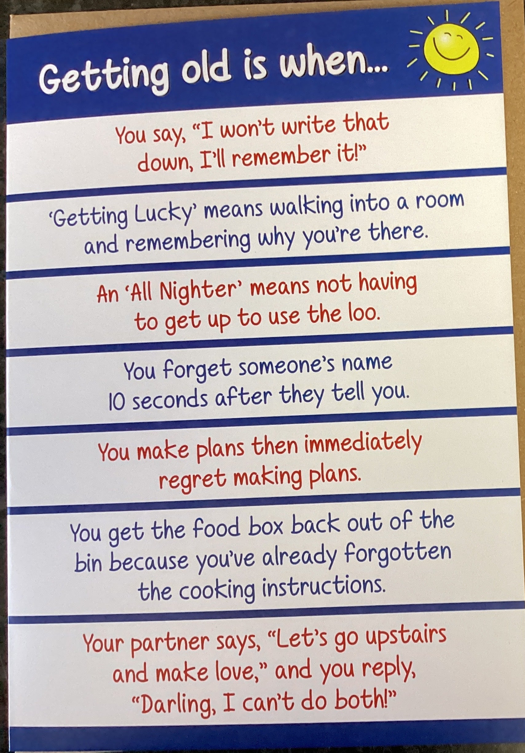 Getting old is when....- Cowshed birthday card