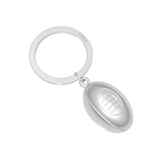 Silver rugby ball- Oli Olsen metal keyring
