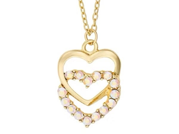 Gold heart rainbow stones necklace - Indulgence Jewellery