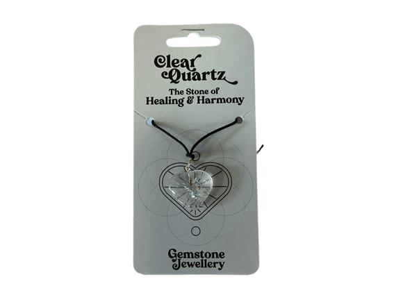 Clear Quartz heart necklace - Gemstone jewellery