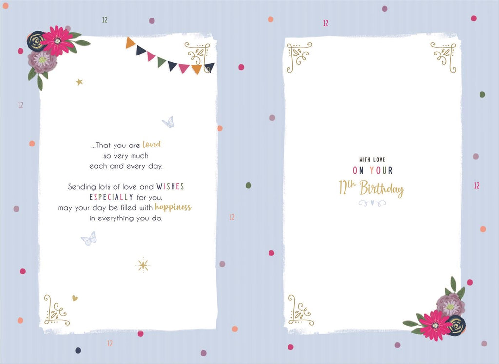 Wonderful Daughter on your 12th Birthday - 12th Birthday Card