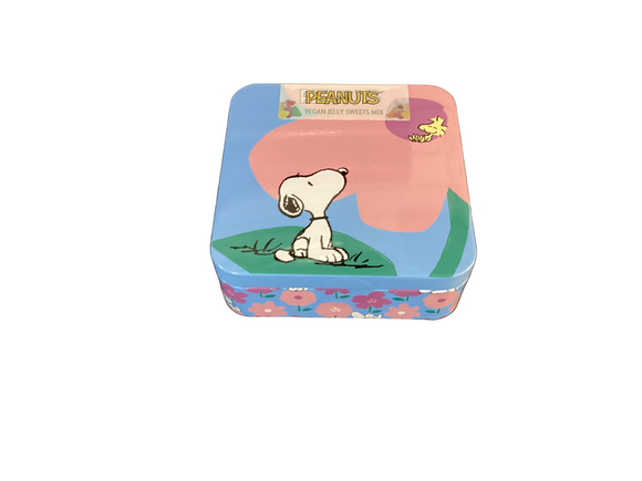 Jelly sweets in Peanuts tin