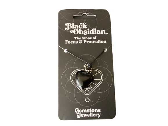 Black Obsidian heart necklace - Gemstone jewellery