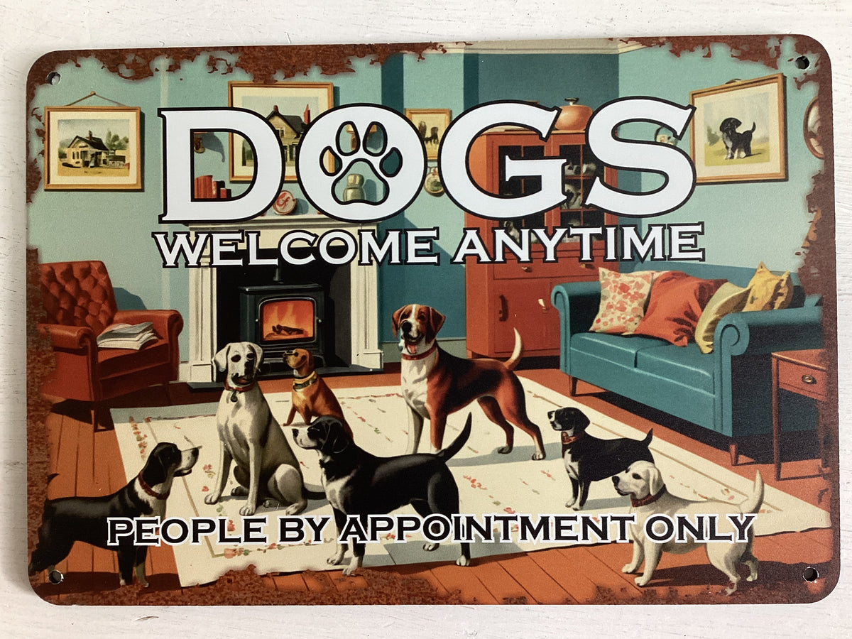 Dogs Welcome - Vintage Metal Sign