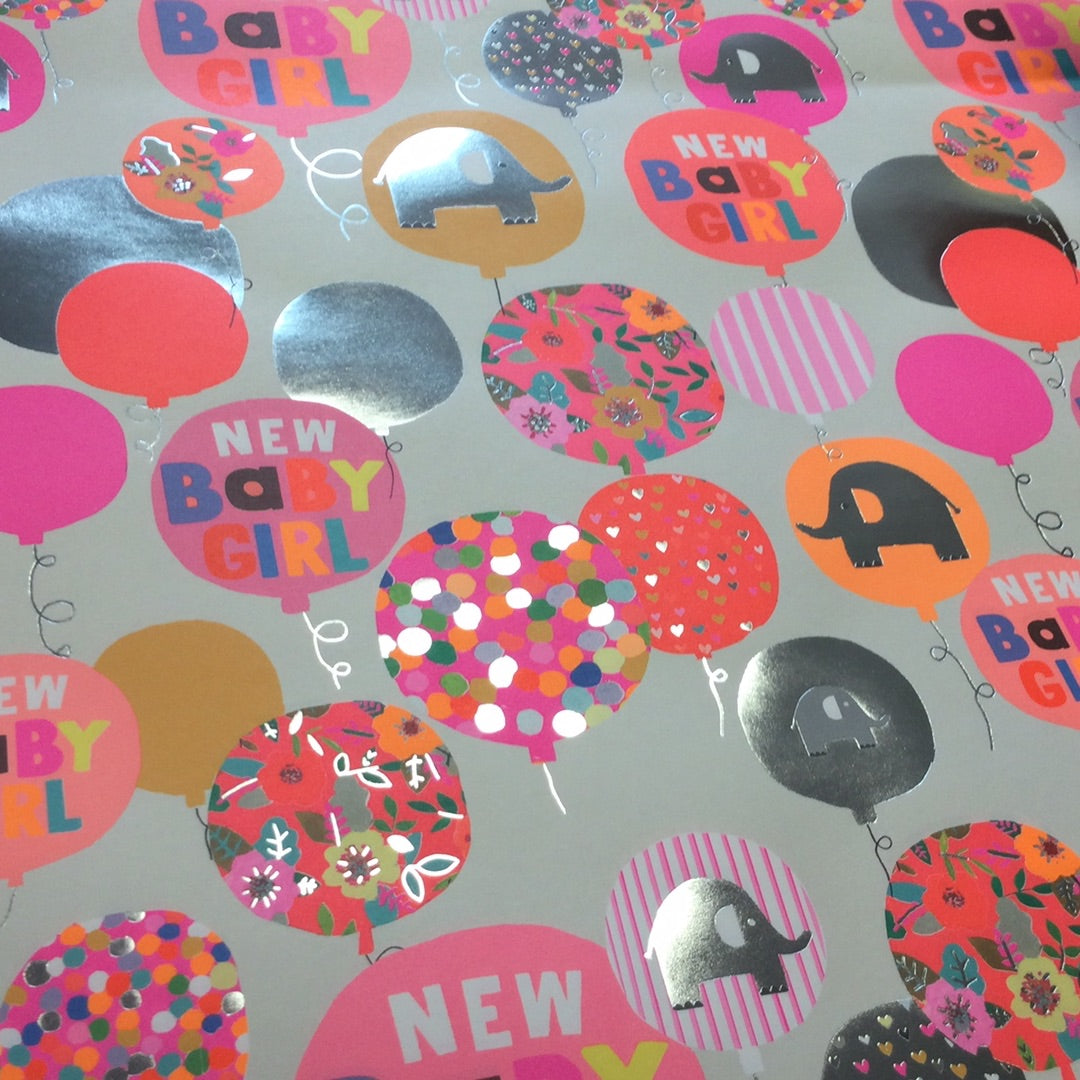 Flat Wrap New Baby Girl - Wrapping Paper