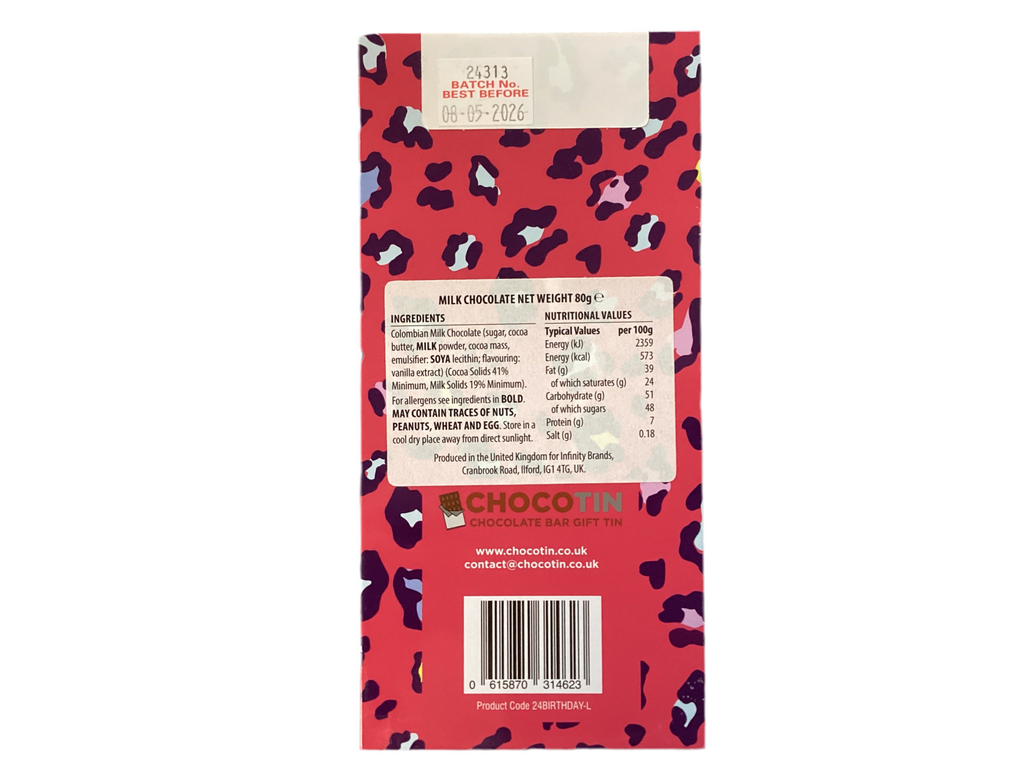 Happy birthday chocolate bar gift tin (red)