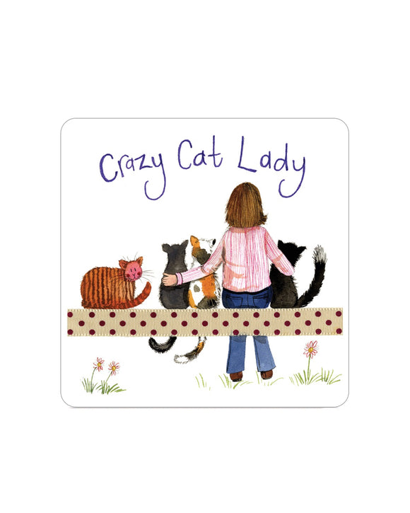 Alex Clark Crazy Cat Lady Coaster – Fun Gift for Cat Lovers