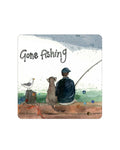 Gone Fishing Alex Clark coaster - fun gift for anglers