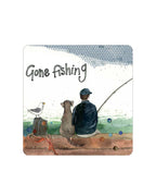 Gone Fishing Alex Clark coaster - fun gift for anglers