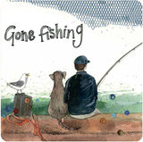 Gone Fishing Alex Clark coaster - fun gift for anglers