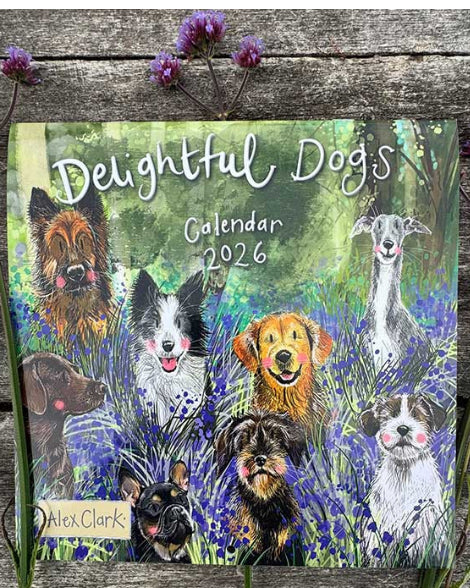 Alex Clark's Delightful Dogs 2026 Calendar – Month-to-View Wall Planner with UK Holidays