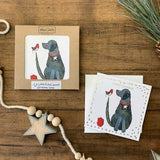 ) Dog and robin -Alex Clark single Christmas card