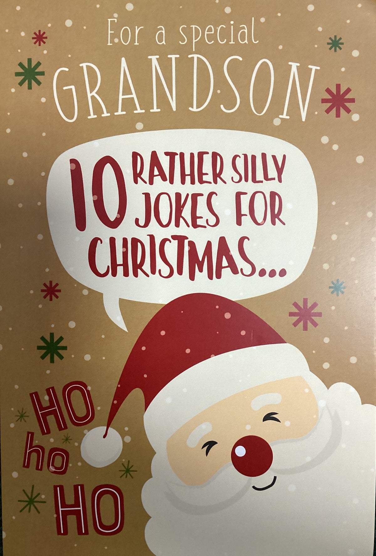 Grandson, 10 Christmas jokes - funny Christmas card