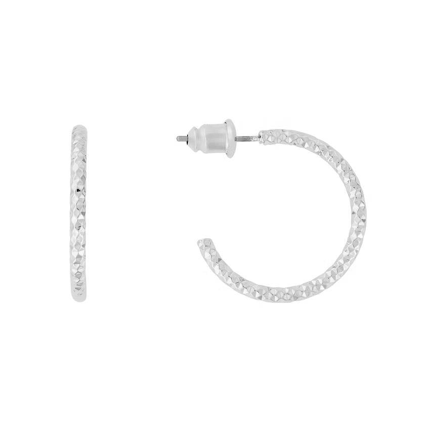 Rhodium hoop earrings- Indulgence Jewellery