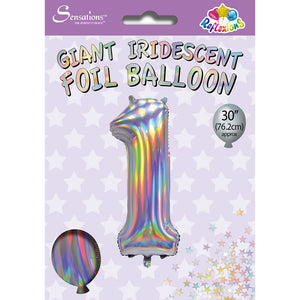 1 - 30" Silver iridescent  helium balloon