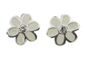 Silver/crystal white flower earrings- Indulgence Jewellery