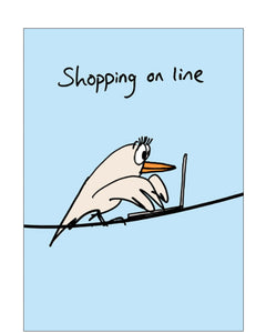 Shopping online - funny greetings card